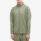 Homme Plissé Issey Miyake Men's Pleated Zip Jacket in Sage Green