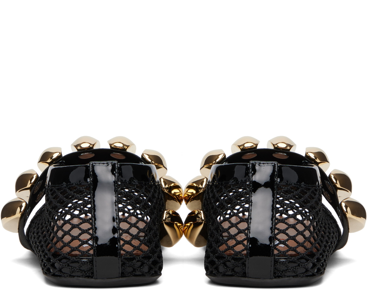 ALAÏA Black Fishnet Jewel Ballerina Flats