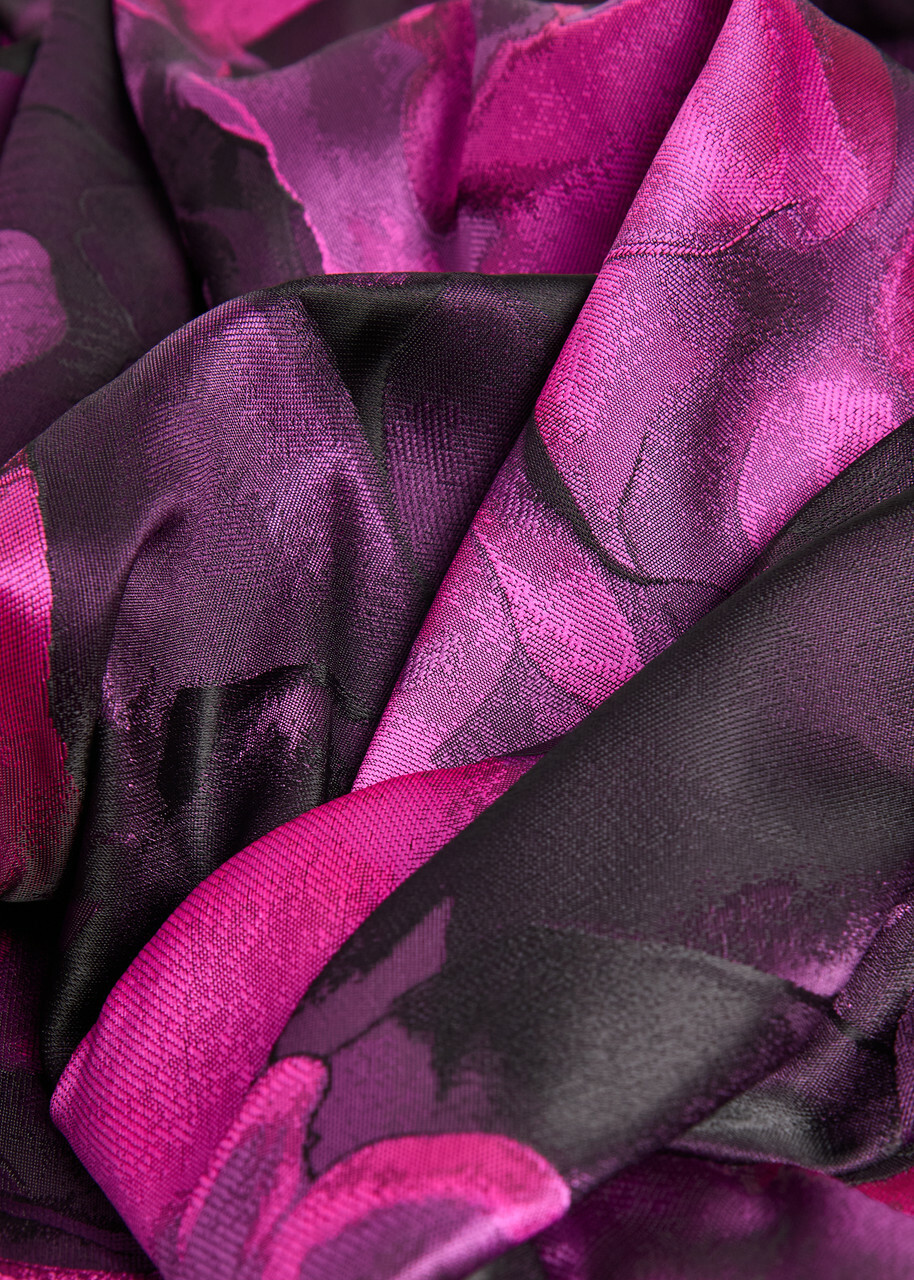 Talbot Runhof Floral-jacquard Satin-twill Midi Dress Pink