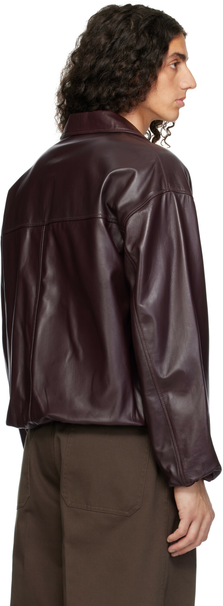 Arma Burgundy Backett Reversible Leather Jacket