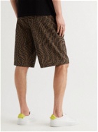 FENDI - Pleated Logo-Jacquard Canvas Shorts - Brown