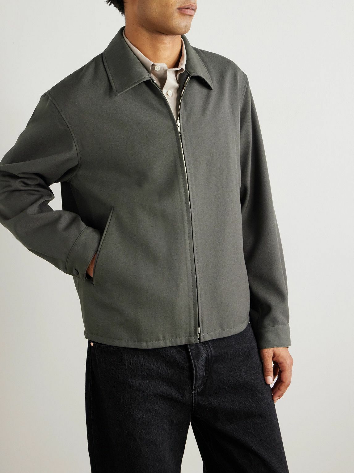 ATON - Wool-Twill Harrington Jacket - Green