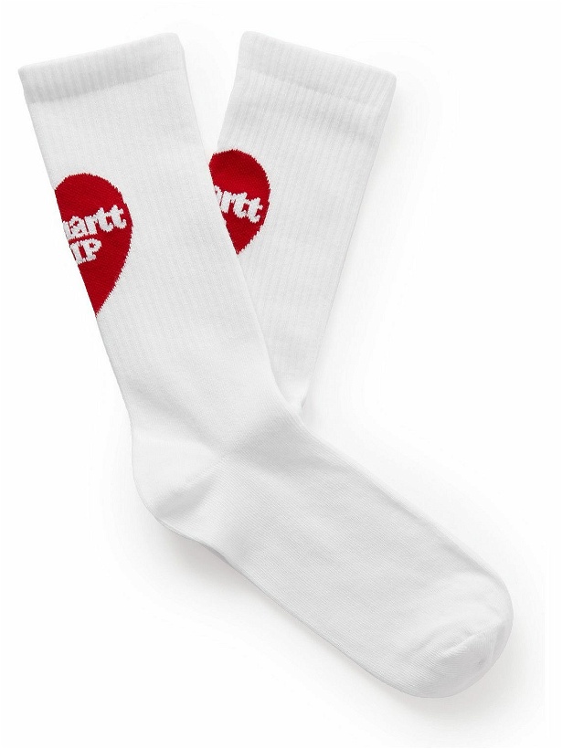 Photo: Carhartt WIP - Heart Logo-Jaquard Ribbed Cotton-Blend Socks