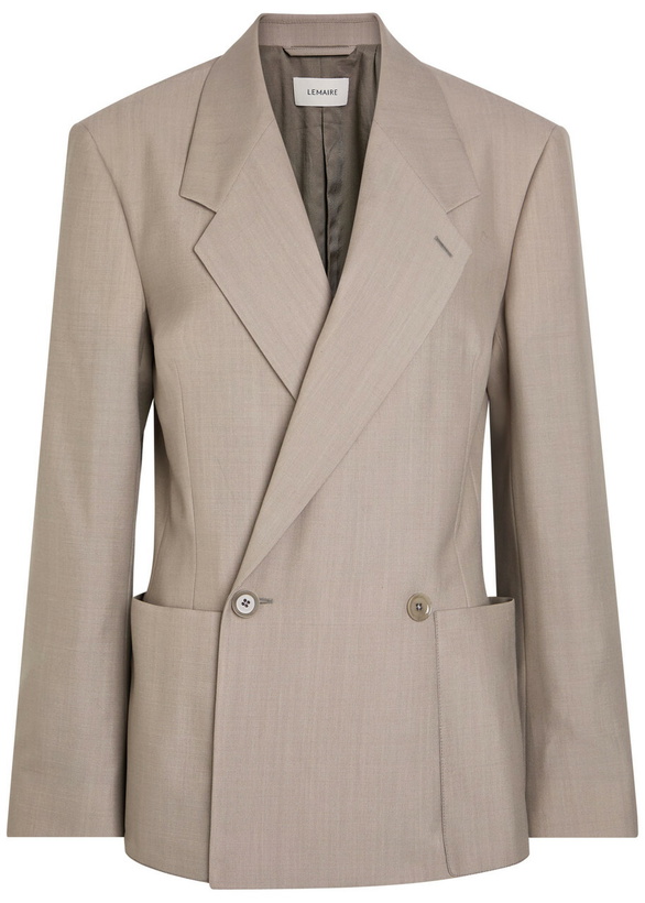 Photo: Lemaire Double-breasted Woven Blazer Taupe