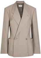 Lemaire Double-breasted Woven Blazer Taupe