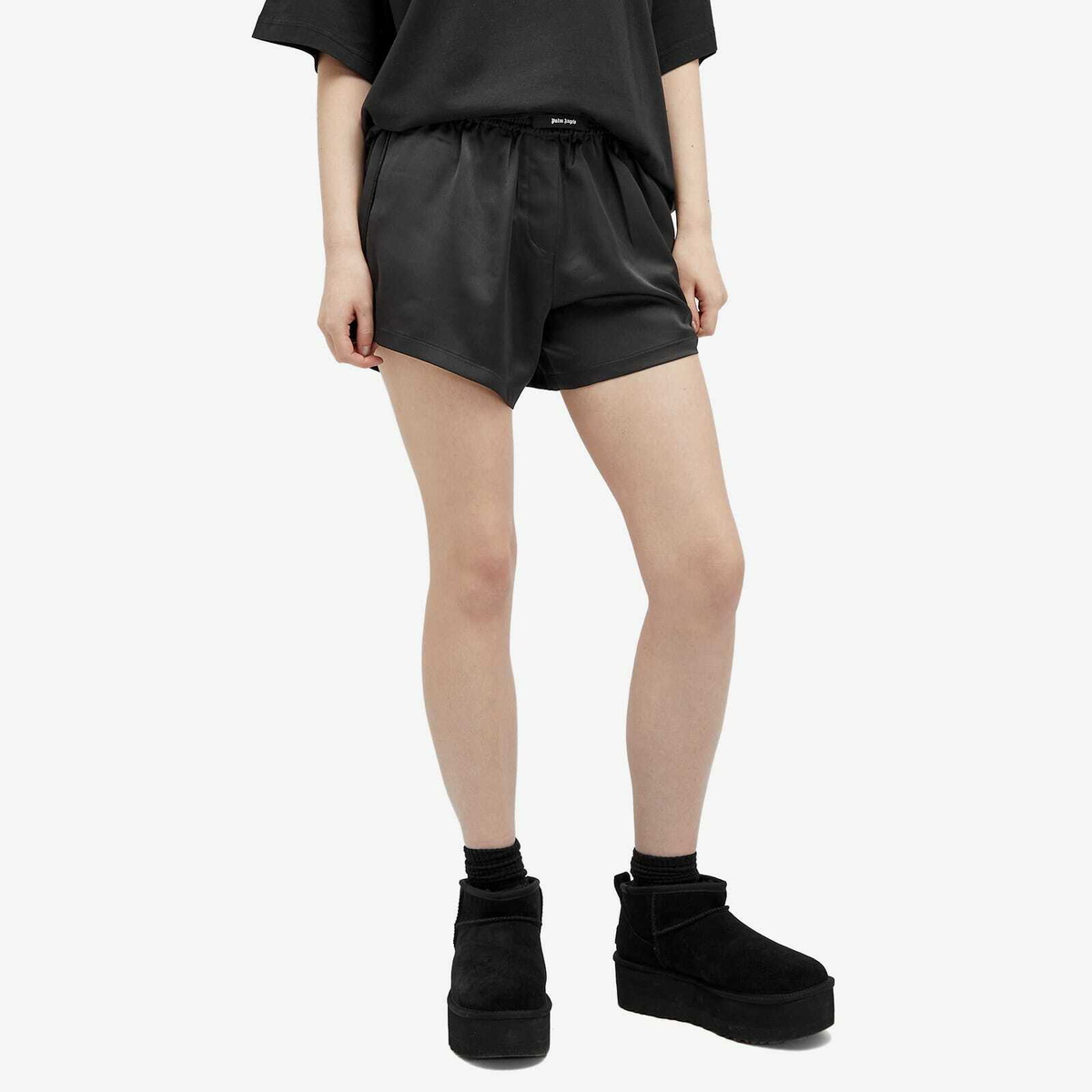 Palm Angels Women's Label Boxer Shorts in Black