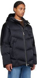 Solid Homme Navy Satin Down Jacket
