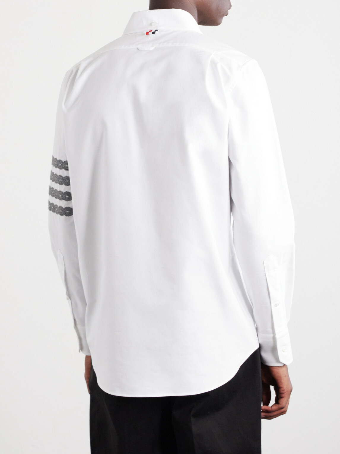 Thom Browne - Logo-Appliquéd 4-Bar Embroidered Cotton-Oxford Shirt - White